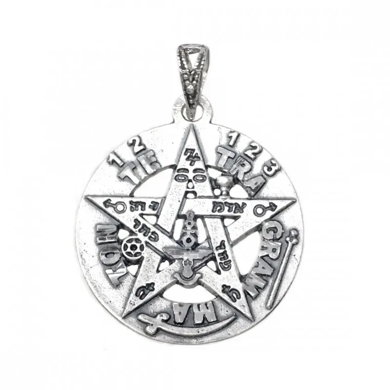 Colgante plata ley 925m tetragramatón 21mm. amuleto [AB1115]