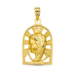 Virgen Niña medalla oro 18k niña Primera Comunión 23 mm. calada detal