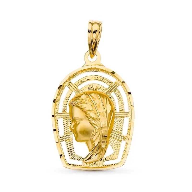 Virgen Niña medalla oro 18k niña Primera Comunión 23 mm. detalles tal