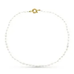 Gargantilla collar oro 18k mujer 40 cm. perlas cultivadas combinadas