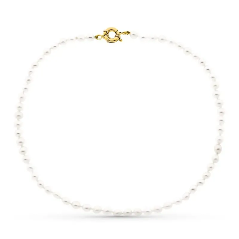 Gargantilla collar oro 18k mujer 40 cm. perlas cultivadas combinadas