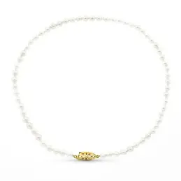 Gargantilla collar oro 18k mujer 40 cm. perlas cultivadas combinadas
