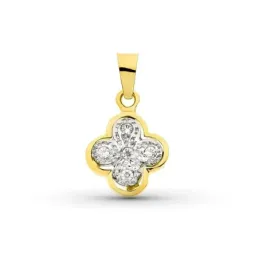 Cruz colgante oro bicolor 18k mujer 14 mm. circonitas centro combinad