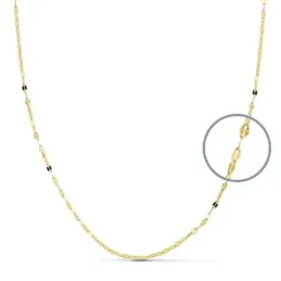 Cadena oro 18k unisex 40 cm. diamantada 1 mm.