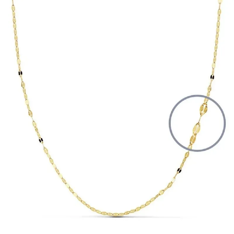 Cadena oro 18k unisex 40 cm. diamantada 1 mm.