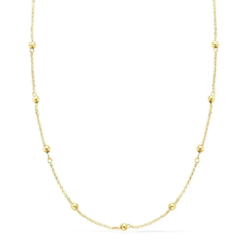 Cadena oro 18k forzada 50 cm. combinada bolas lisas 3 mm.
