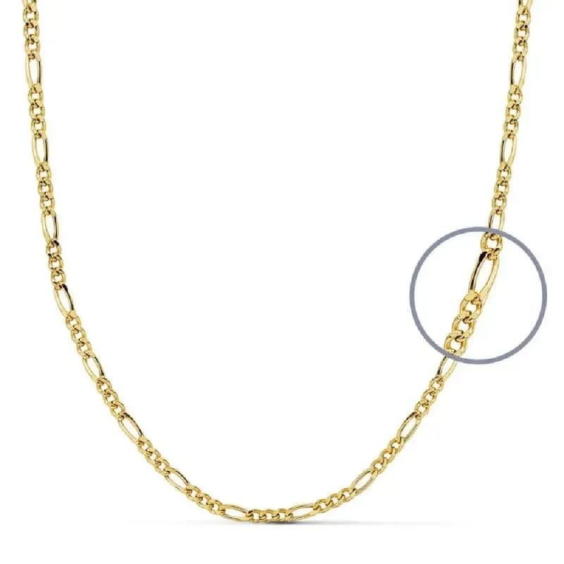 Cadena oro 18k unisex 40 cm. hueca 3x1 eslabón 2 mm.