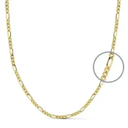 Cadena oro 18k unisex 45 cm. hueca 3x1 eslabón 2 mm.