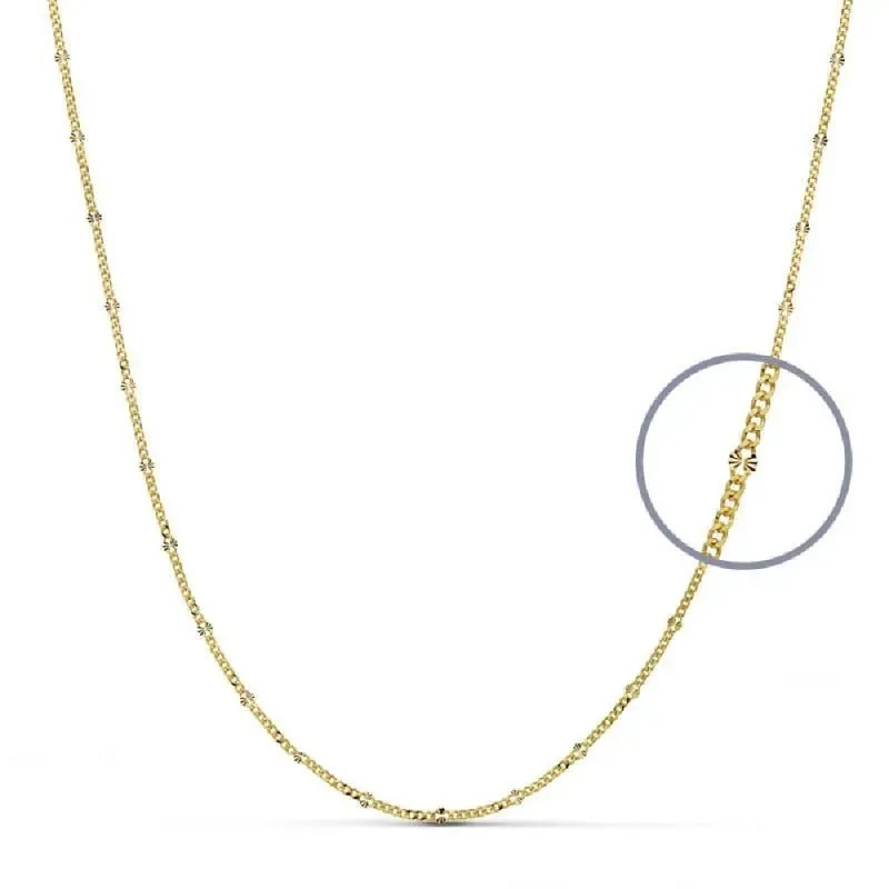 Cadena oro 18k unisex 40 cm. diamantada 1.5 mm.