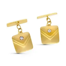 Gemelos oro 18k hombre 14 mm. cuadrados lisos combinados circonita do