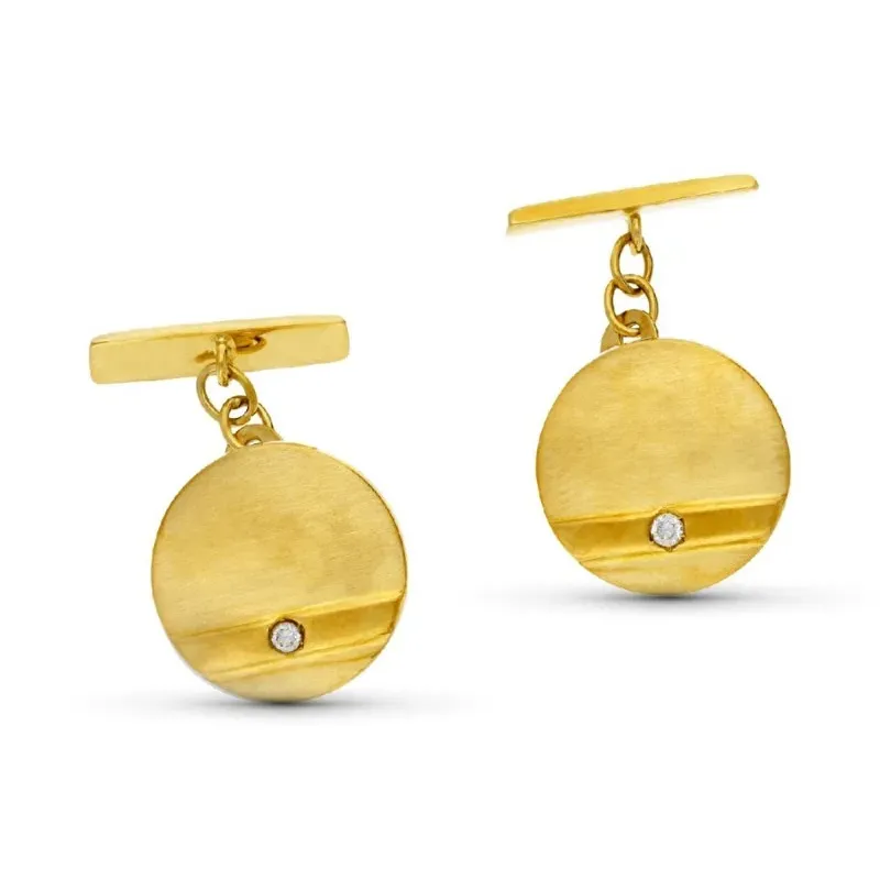 Gemelos oro 18k hombre 16 mm. redondos circonita parte inferior combi