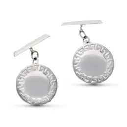 Gemelos oro blanco 18k hombre 16 mm. redondos lisos combinados detall