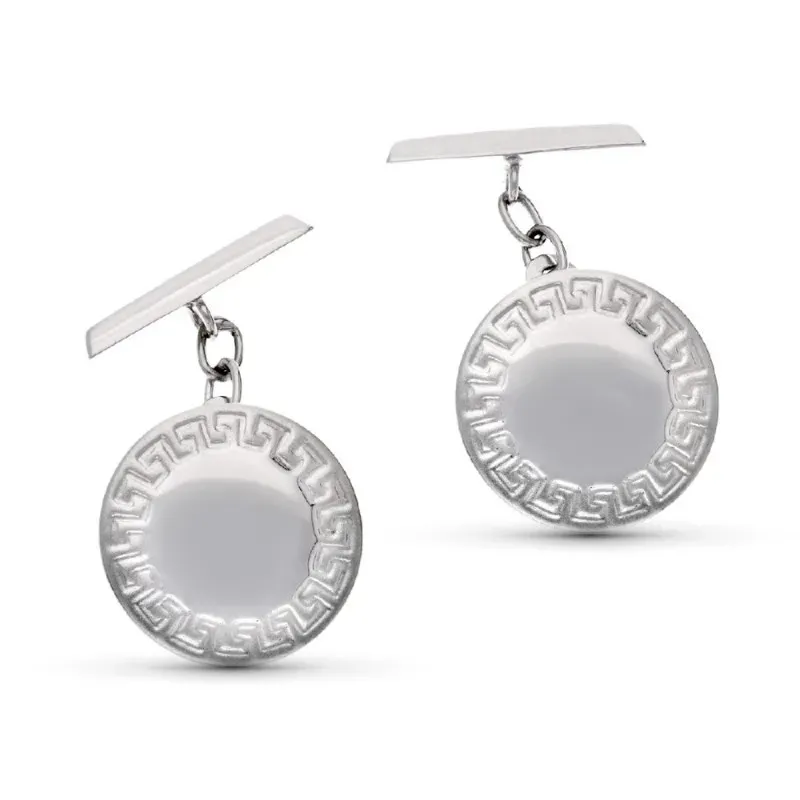 Gemelos oro blanco 18k hombre 16 mm. redondos lisos combinados detall