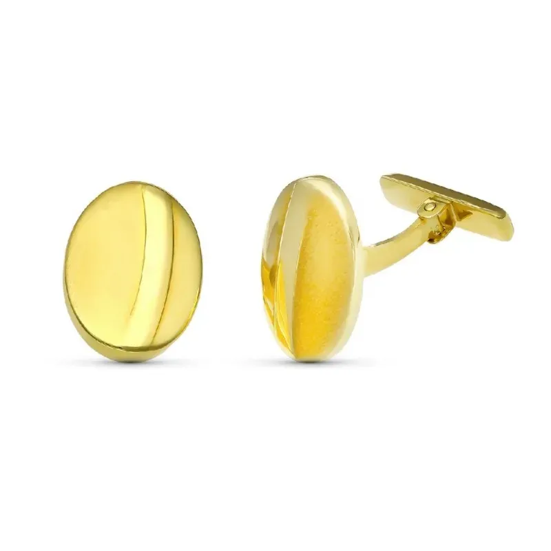 Gemelos oro 18k hombre 18 mm. tonel ovalados detalle banda vertical