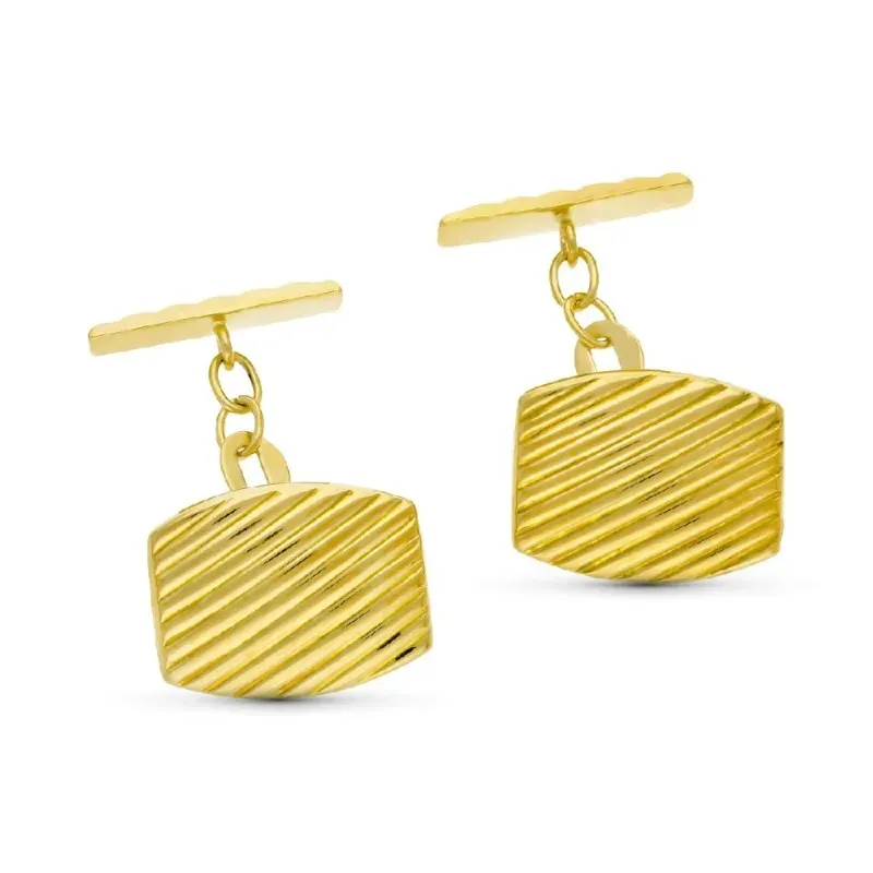 Gemelos oro 18k hombre 17 mm. rectangulares galloneados tones