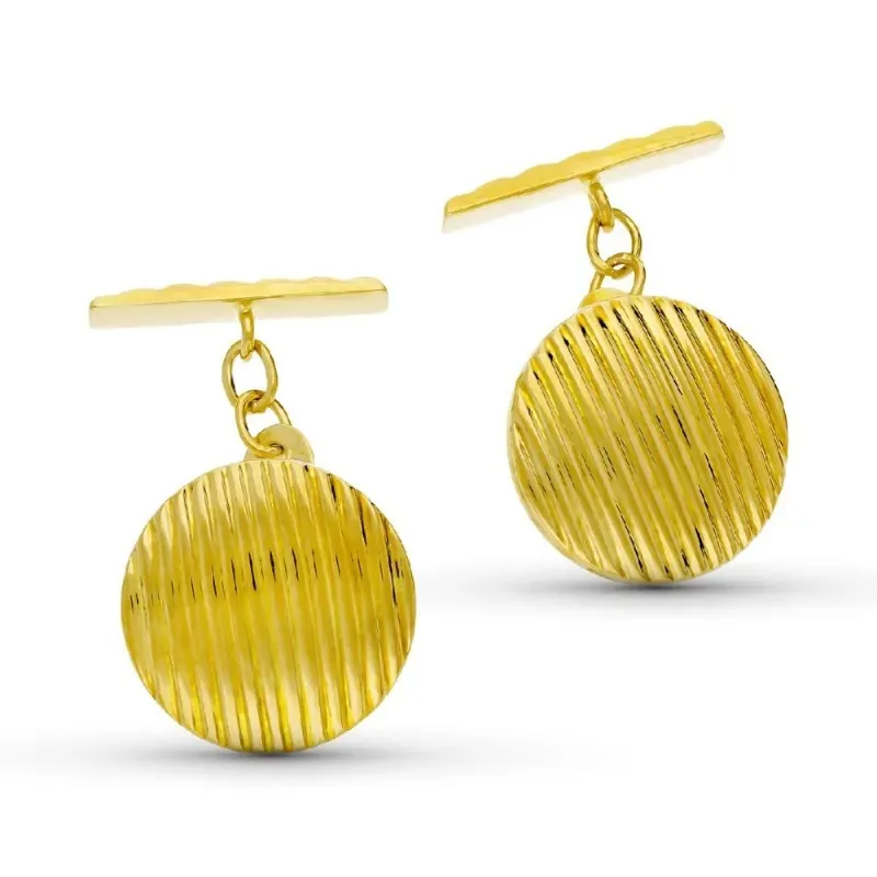 Gemelos oro 18k hombre 15 mm. redondos galloneados