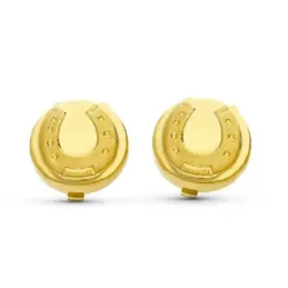 Gemelos oro 18k hombre redondos detalle herradura