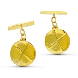 Gemelos oro 18k hombre 15 mm. redondos detalle palos de golf
