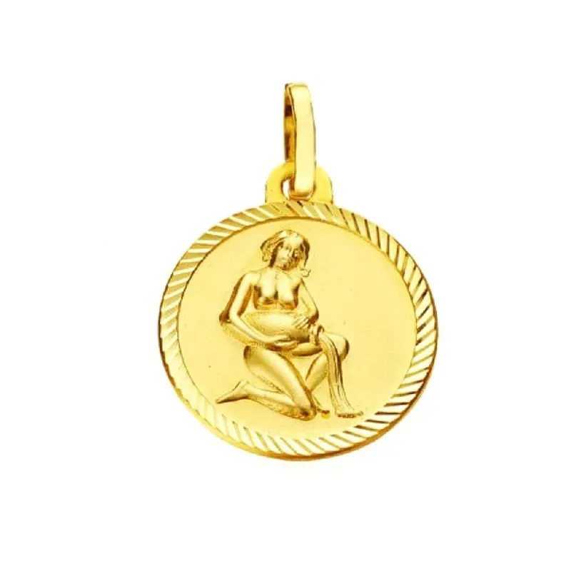Colgante horóscopo signos del zodiaco oro 9k unisex 16 mm. signo ACUA