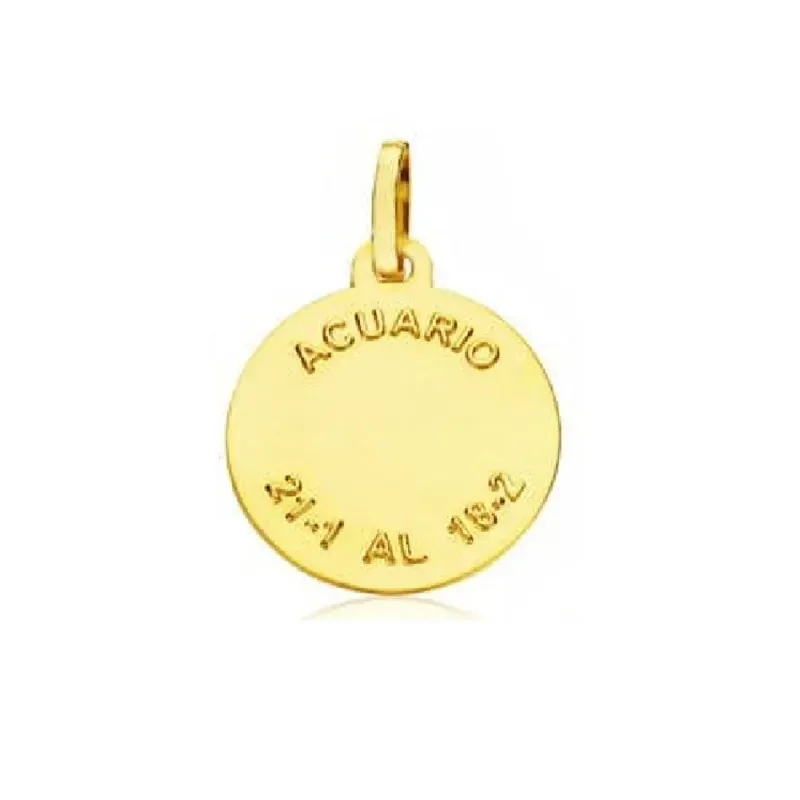 Colgante horóscopo signos del zodiaco oro 9k unisex 16 mm. signo ACUA