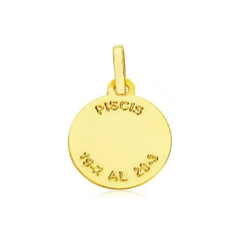 Colgante horóscopo signos del zodiaco oro 9k unisex 16 mm. signo PISC