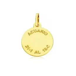Colgante horóscopo signos del zodiaco oro 9k unisex 20 mm. signo ACUA