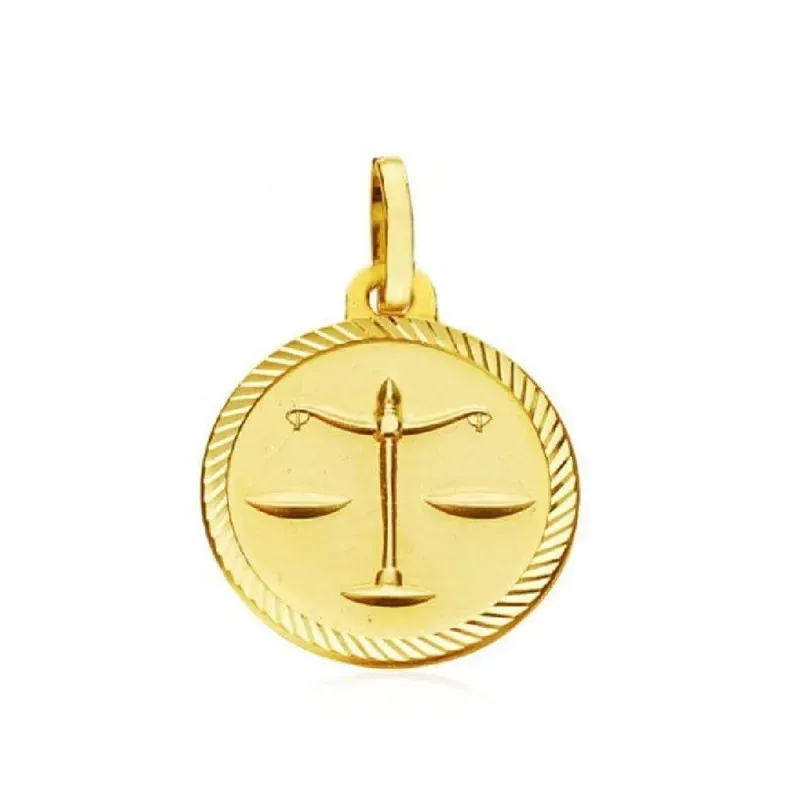 Colgante horóscopo signos del zodiaco oro 9k unisex 20 mm. signo LIBR