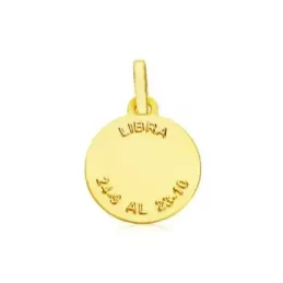 Colgante horóscopo signos del zodiaco oro 9k unisex 20 mm. signo LIBR