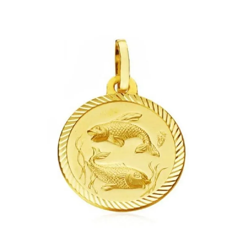 Colgante horóscopo signos del zodiaco oro 9k unisex 20 mm. signo PISC