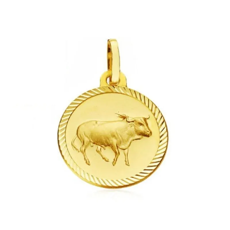 Colgante horóscopo signos del zodiaco oro 9k unisex 20 mm. signo TAUR
