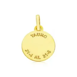 Colgante horóscopo signos del zodiaco oro 9k unisex 20 mm. signo TAUR