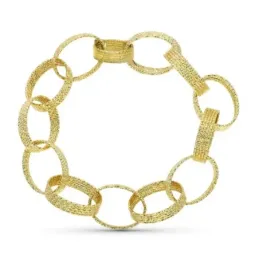 Pulsera Oro 18k eslabones ovalados tallados