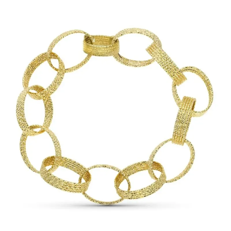 Pulsera Oro 18k eslabones ovalados tallados