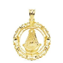 Virgen del Rocío Medalla Oro 18k unisex 29 mm. silueta cerco calado f