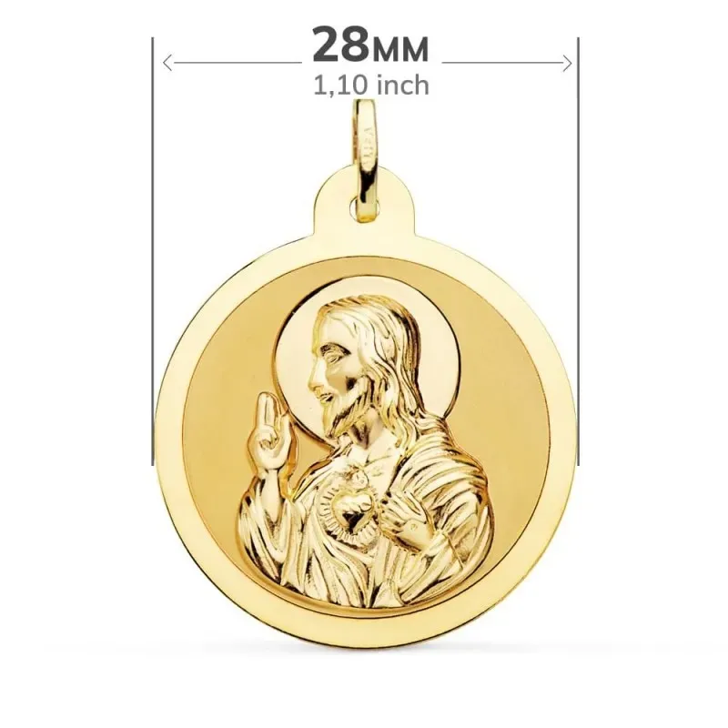 Corazón de Jesús Virgen del Carmen Escapulario Medalla Oro 18k unisex