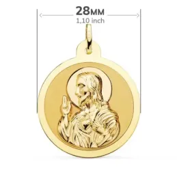 Corazón de Jesús Virgen del Carmen Escapulario Medalla Oro 18k unisex
