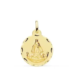 Virgen Caridad del Cobre Balsa Medalla Oro 18k unisex 20 mm. borde ta