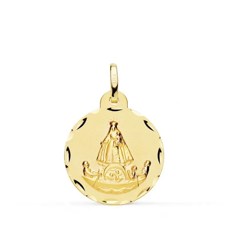 Virgen Caridad del Cobre Balsa Medalla Oro 18k unisex 20 mm. borde ta