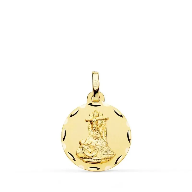 Virgen de las Angustias Medalla Oro 9k unisex 16 mm. borde tallado