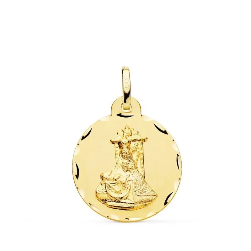 Virgen de las Angustias Medalla Oro 9k unisex 20 mm. borde tallado