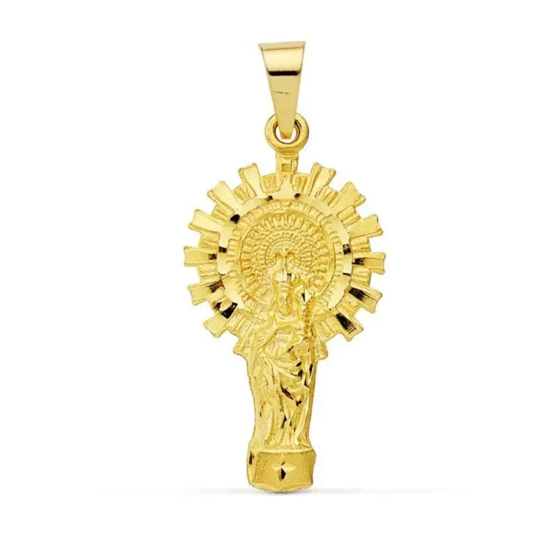 Virgen del Pilar Colgante Oro 9k unisex 32 mm. silueta