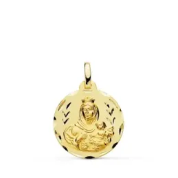 Virgen del Carmen Medalla Oro 9k unisex 18 mm. borde tallada. Grabaci