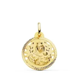 Virgen del Carmen Medalla Oro 9k unisex 20 mm. calada bisel hélice. G