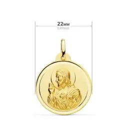 Corazón de Jesús Virgen del Carmen Medalla Escapulario Oro 9k unisex