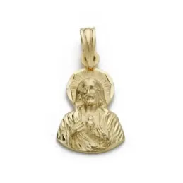 Cristo Sagrado Corazón de Jesús Colgante Oro 18k unisex 17 mm. siluet