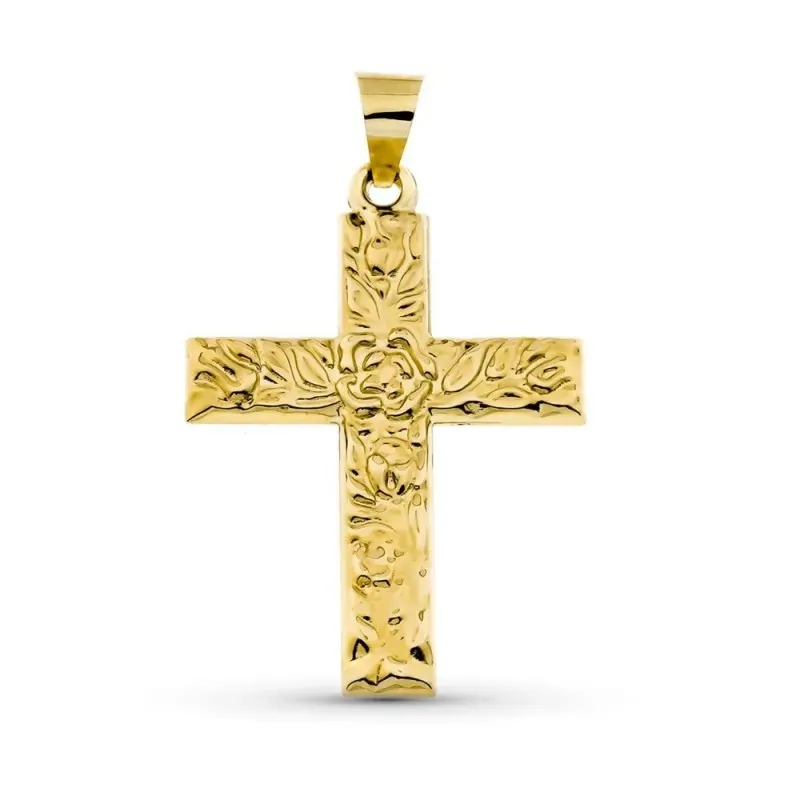 Cruz Colgante Oro 9k unisex 32 mm. estampada trasera lisa
