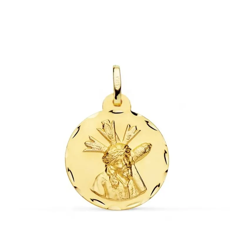 Cristo del Gran Poder de Sevilla Medalla Oro 9k unisex 20 mm. borde t