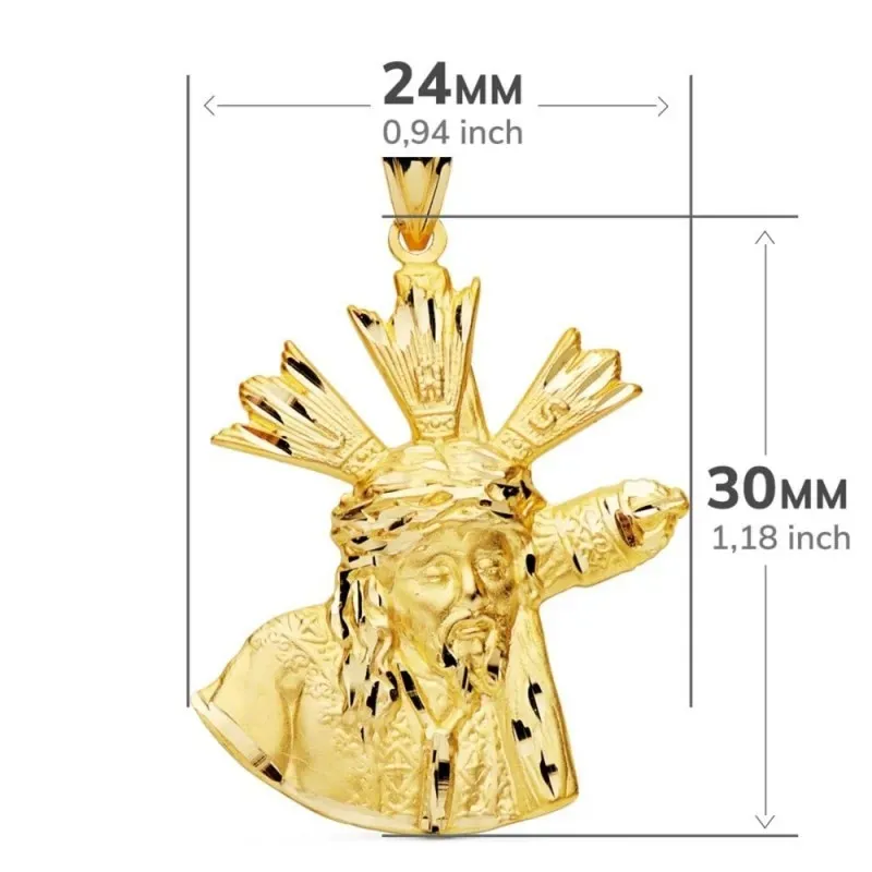 Cristo del Gran Poder de Sevilla Colgante Oro 9k unisex 28 mm. siluet