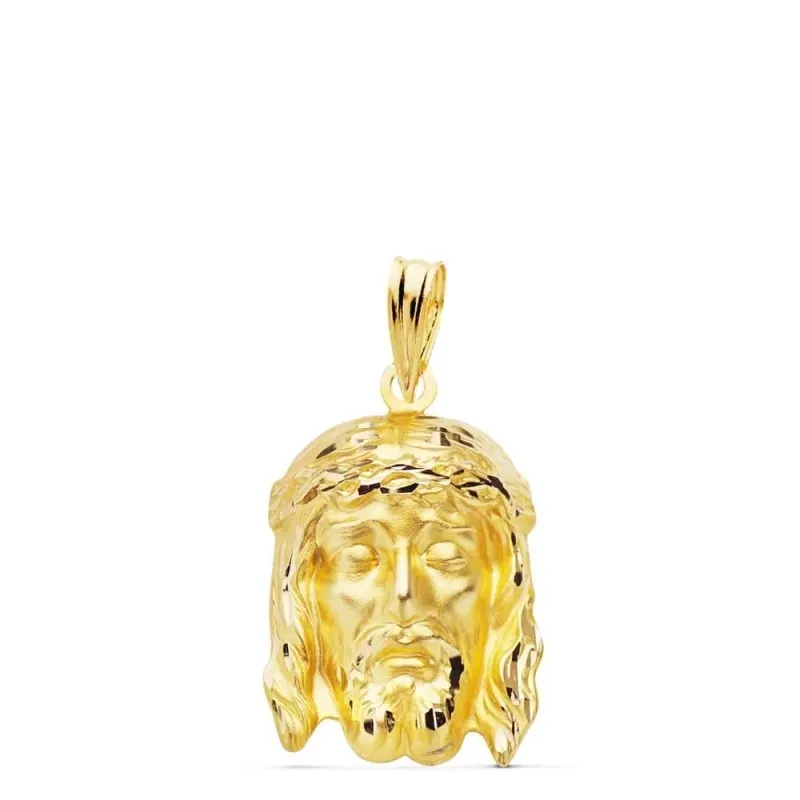 Cristo de la Buena Muerte Colgante Oro 9k cabeza 21 mm. tallada
