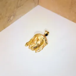 Cristo de la Buena Muerte Colgante Oro 9k cabeza 30 mm. tallada